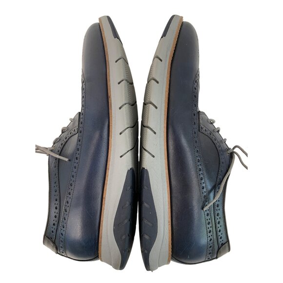 Johnston & Murphy Vaughn Full Grain Leather Wingtip Oxford Shoes Navy Size 10M - Picture 7 of 10